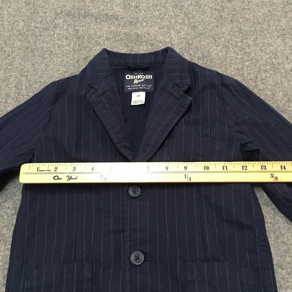 OshKosh B'gosh 2pc Pinstripe Suit Set Boys 5T Navy Blue Blazer and Pants Cotton